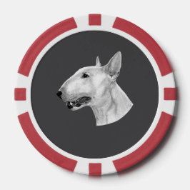 Stift Bull Terrier zeichnend Pokerchips