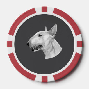 Stift Bull Terrier zeichnend Pokerchips