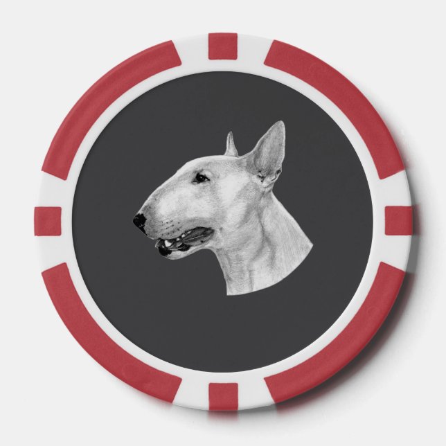Stift Bull Terrier zeichnend Pokerchips (Vorderseite)