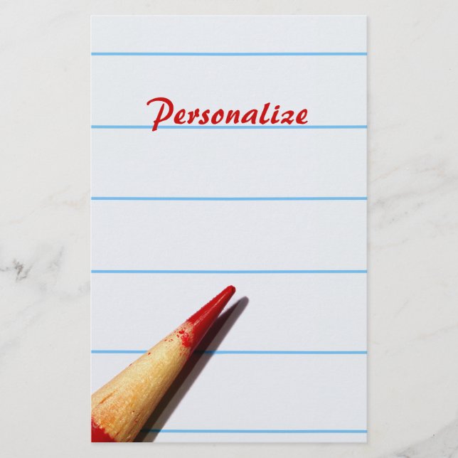 Stift des roten Lehrers auf gestrichenem Papier mi (Vorderseite)