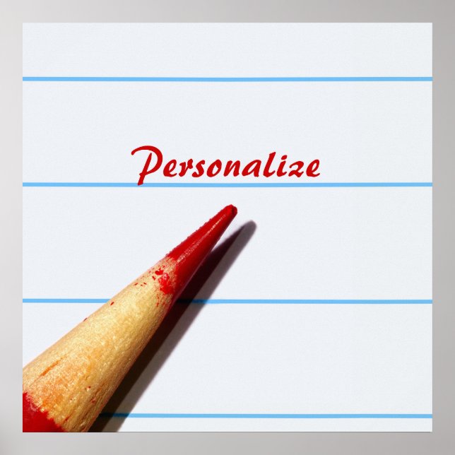 Stift des roten Lehrers auf gestrichenem Papier mi Poster (Vorne)