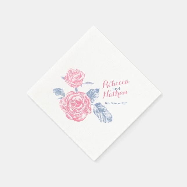 Stift für Hochzeitstifte zeichnend rosa blaue Papi Serviette (Ecke)
