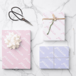 Stift für Ihren Namen hinzufügen   Lavender Cursiv Geschenkpapier Set