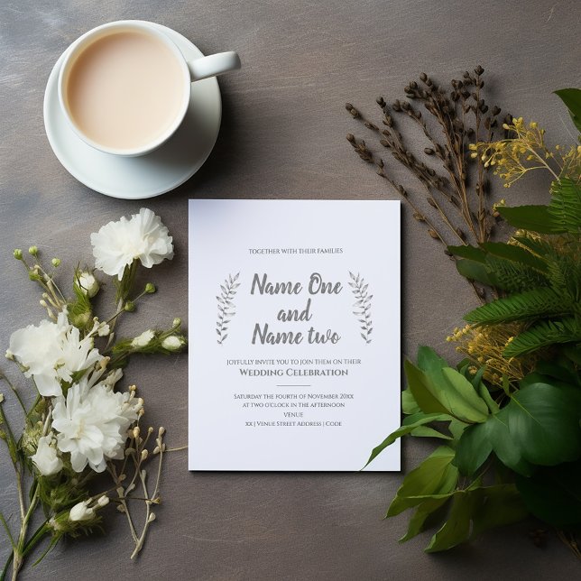 Stift gezeichnet Blätter und Ast-Hochzeitseinladun Einladung (Romantic wedding invitation. Gorgeous hand drawn style leaves.)