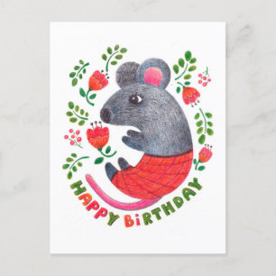 Stift gezeichnet Maus Feiertagspostkarte