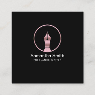 Stift-Logo-freiberuflicher Schriftsteller und Quadratische Visitenkarte