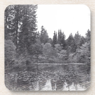 Stift-Skizze botanischer Garten, Bäume, Büsche Untersetzer