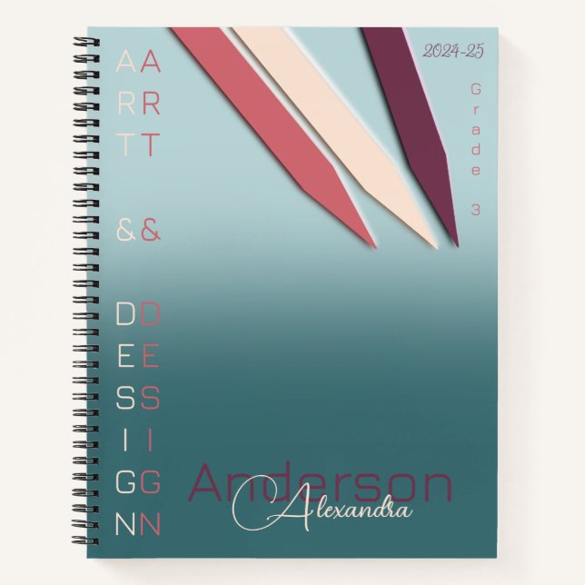 Stifte in süßen Farben Notizbuch (Vorderseite)