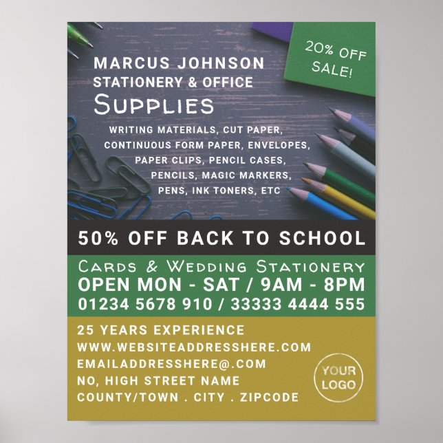 Stifte, Schreibwaren und Bürobedarf, Stationer Poster (Vorne)