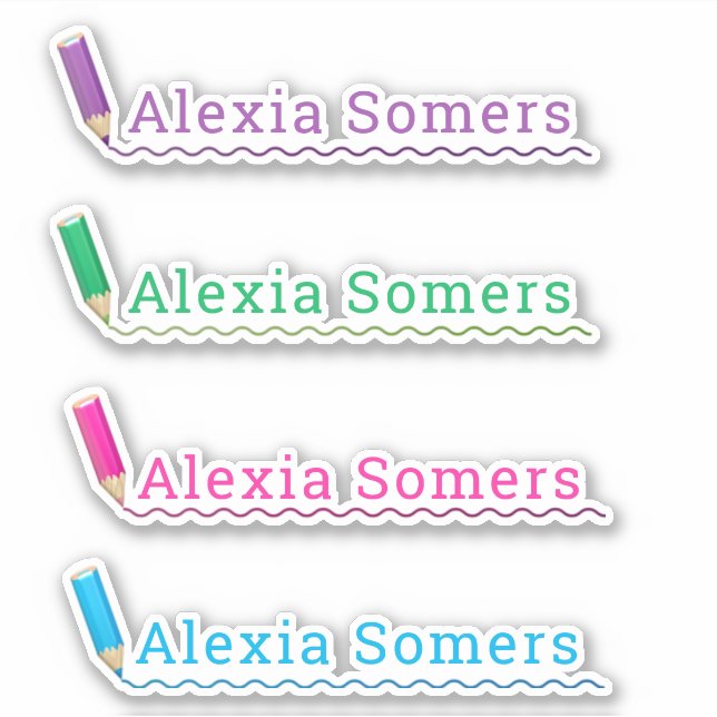 Stifte/Stifte in Schulfarbe individuelle Name Aufkleber (Vorderseite)