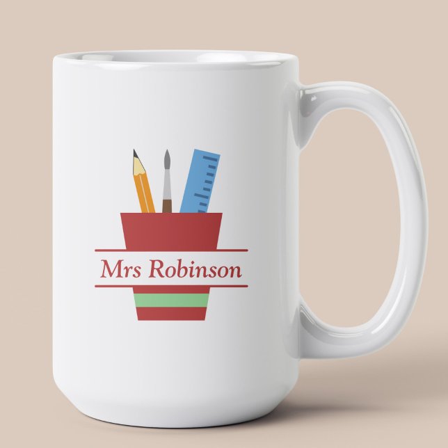 Stifthalter Monogram Lehrer Danke, Geschenk Kaffeetasse (Pencil Holder Monogram Teacher Thank You Gift Coffee Mug)