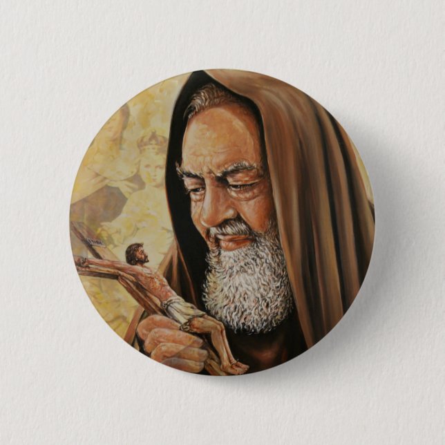 Stigmatist St. Padre Pio Priester Button (Vorderseite)