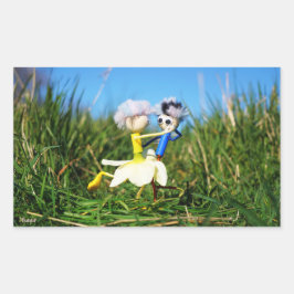 Stijldansende Fubby's in Narcissen jurk. Rechteckiger Aufkleber