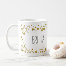 Stijlvolle mok met eigen naam en sterren tasse