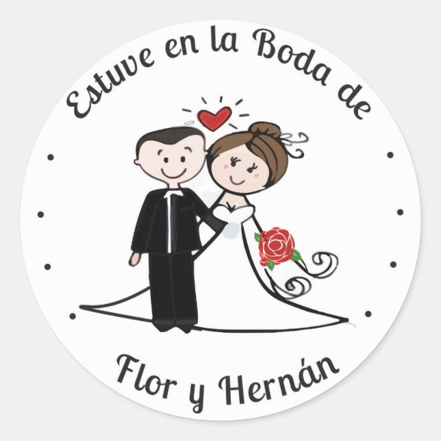 Stikers Hochzeit Runder Aufkleber (Vorderseite)