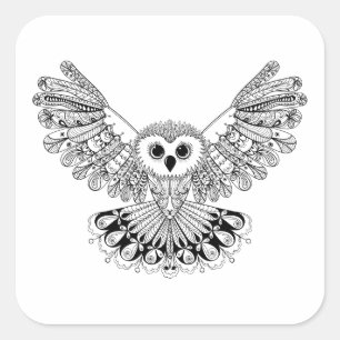 Stil Black Owl Quadratischer Aufkleber