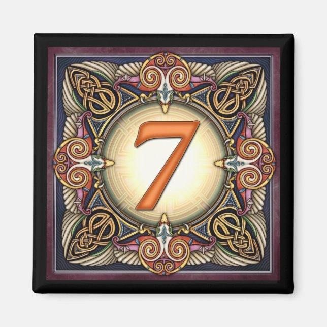 Stil C, "7" - keltische Zahlenmagnete Magnet (Vorne)