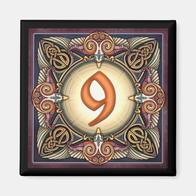 Stil C, "9" - keltische Zahlenmagnete Magnet (Vorne)