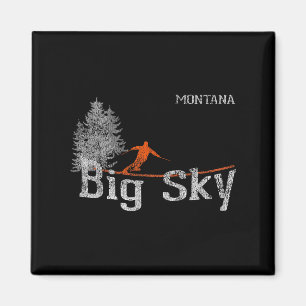 Stil der 80er Jahre Big Sky Montana Vintag Skiing  Magnet