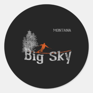 Stil der 80er Jahre Big Sky Montana Vintag Skiing Runder Aufkleber