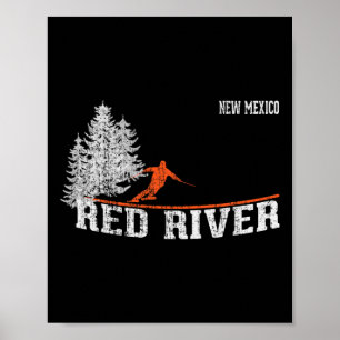 Stil der 80er Jahre Roter Fluss Nm Vintages Skifah Poster
