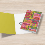 Stil für Vintage Word Collage 1970er Jahre Feiertagskarte<br><div class="desc">Diese Weihnachtskarte hat ein Vintages Aussehen mit einer Collage von Feiertagsgrüße in einer Retro-Farbpalette aus den 70er Jahren,  die aus Kalkgrün,  Rosa,  Orange,  Rot und Grün besteht. Die Nachricht auf der Innenseite dieser gefalteten Karte kann mit Ihrem eigenen Text angepasst werden.</div>