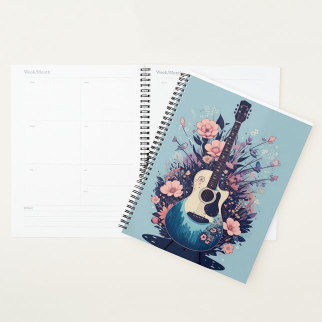Stil mit Gitarre und Blumenmuster Planer (Anzeige)