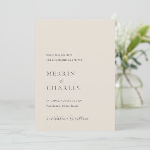 Stilechte Beige Moderne Hochzeit Save The Date