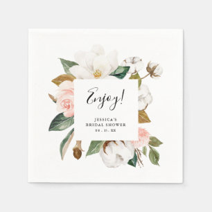Stilechte elegante Magnolien-Blumen-Brautparty Serviette