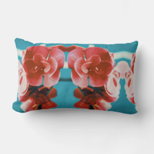 Stilechte hellrote Blumen Türkis Kissen
