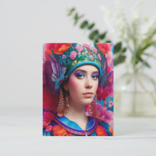 Stilechte Prinzessin mit Blumenhut Postkarte