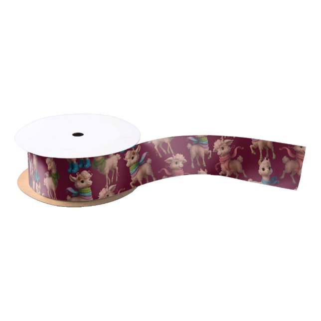 Stilechte rosa Lamas Satinband (Spule)
