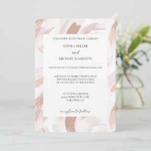 Stilechte rosa Rosen abstrakte Hochzeit Einladung