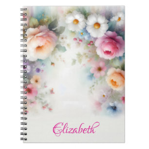Stilechte Süße Wasserfarbe Aquarell Florale Kunst Notizblock