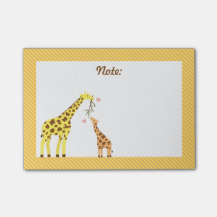 Stilechter bunter Giraffenmutter und Babykalb Post-it Klebezettel