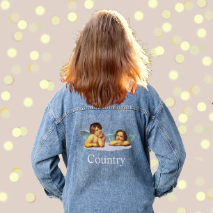 Stilechter Denim-Jacket mit Raphael-Engeln und Typ Jeansjacke