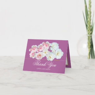 Stilechter Rosa Weiße Rose & Clematis Chic Vielen  Dankeskarte