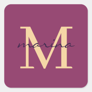 Stilelemente und personalisierte mit Monogramm Quadratischer Aufkleber