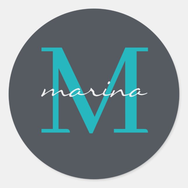 Stilelemente und personalisierte mit Monogramm Runder Aufkleber (Vorderseite)