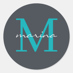 Stilelemente und personalisierte mit Monogramm Runder Aufkleber