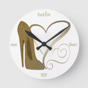Stilett-Schuh-Kunst-Uhren Runde Wanduhr