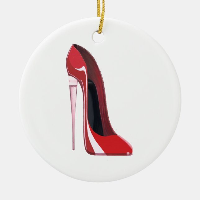 Stilett-Schuhkunst Champagne-Ferse rote Keramikornament (Vorne)