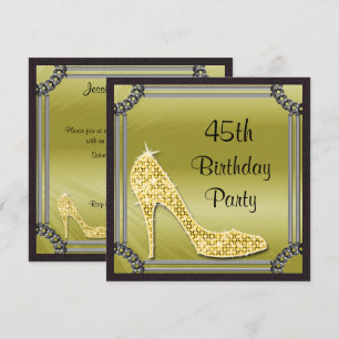 Stiletto 45. Geburtstag, Gerahmtes Stiletto Einladung