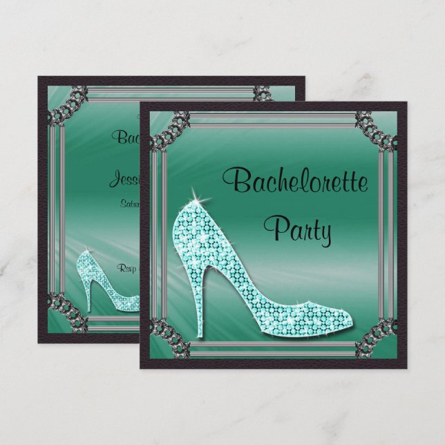 Stiletto Bachlorette Gerahmtes Stiletto Bachlorett Einladung (Vorne/Hinten)