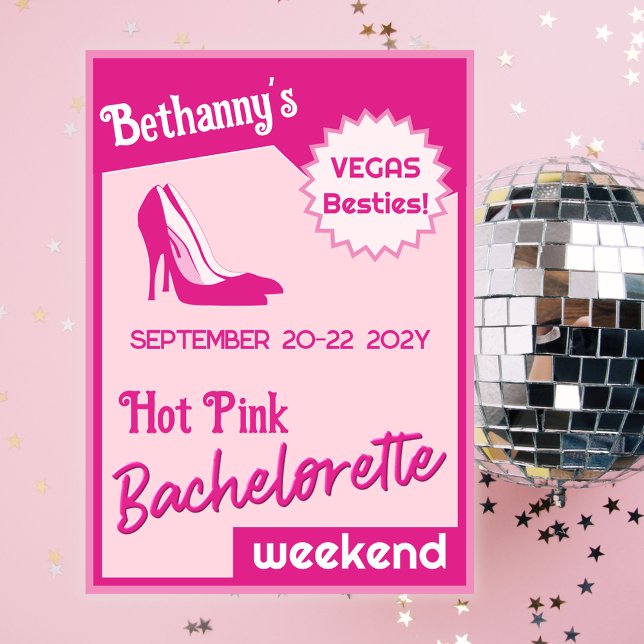 Stiletto Heelses Bachelorette Einladung (Hot Pink Bach weekend party. Pack your stilettos!)