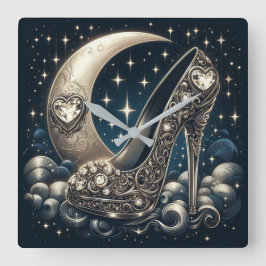 Stiletto, modern mit Crescent Moon, Quadratische Wanduhr