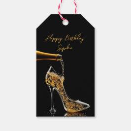 Stiletto und Sparkling Wein Geschenkanhänger