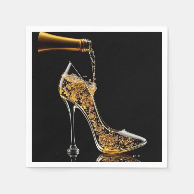 Stiletto und Sparkling Wein Serviette (Vorderseite)