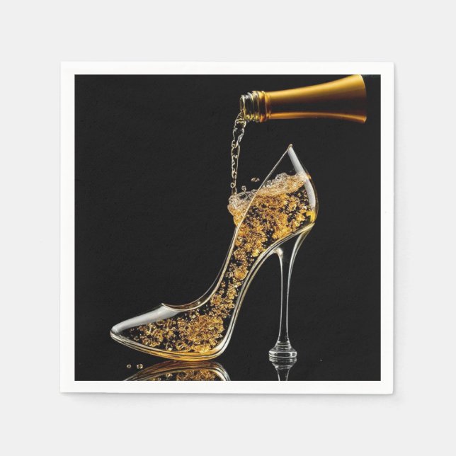 Stiletto und Sparkling Wein Serviette (Vorderseite)