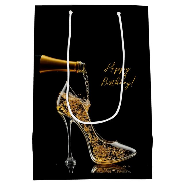 Stiletto und Sparkling Weinbeutel Mittlere Geschenktüte (Rückseite)
